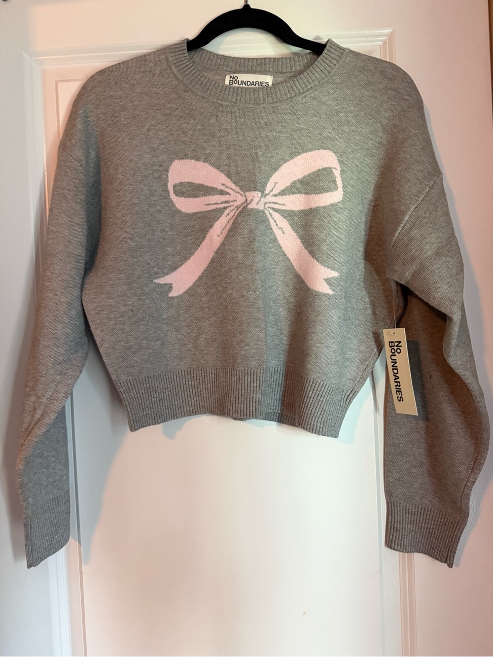 No boundaries cropped sweater with bow